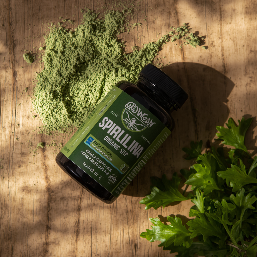 Premium Sperulina powder in a small Supplement Box