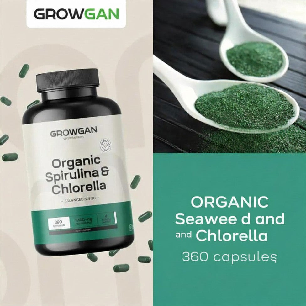 100% Natural Spirulina Capsules.